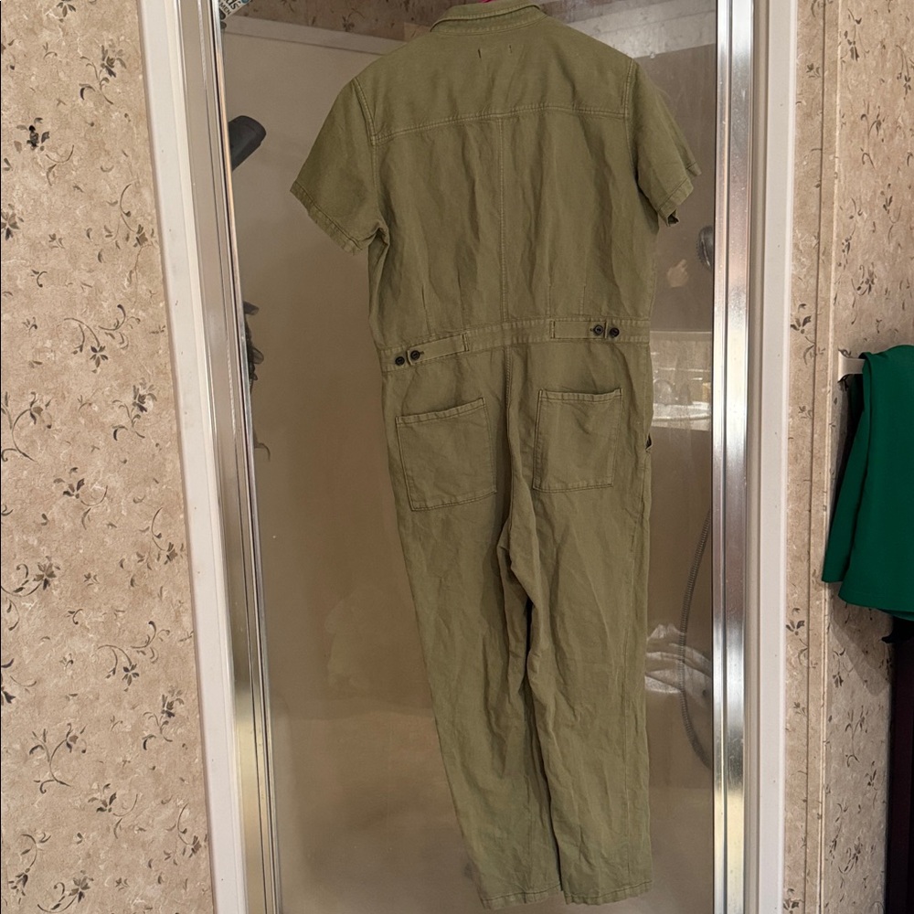 Outerknown SEA Olive Green Organic Cotton Limen‎ Jumpsuit Romper M - Picture 6 of 12